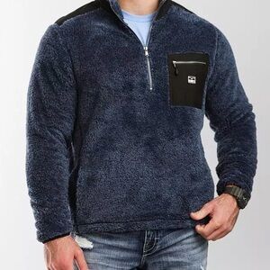 Kimes Ranch Brand New Whiskey Brand Navy Zip-Up Sweater-Medium
